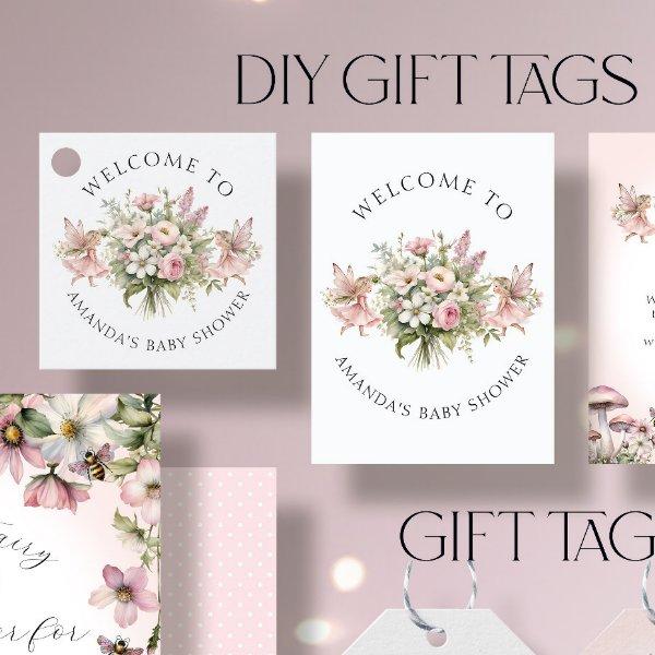 Enchanted Fairy Floral Welcome Baby Girl Gift Tags
