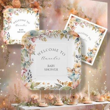 Enchanted Fall Fairy Floral Baby Girl Shower Paper Plates