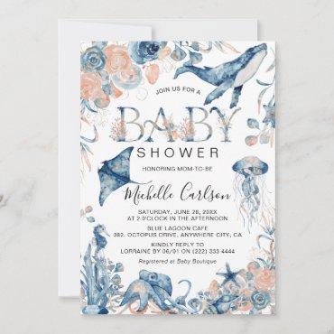 Enchanting Watercolor Under-the-Sea Baby Shower In Invitation