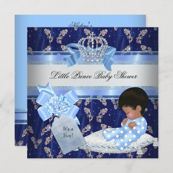 Ethnic Baby Shower Boy Blue Little Prince Crown