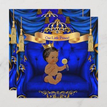 Ethnic Baby Shower Boy Prince Royal Blue Gold Invitation