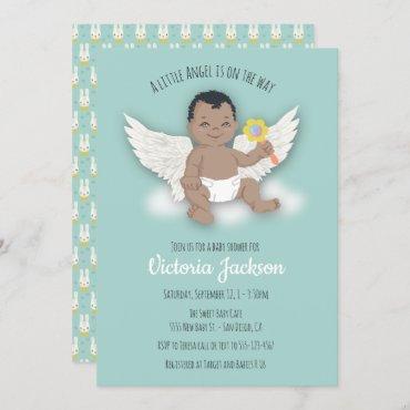Ethnic Boy little angel baby shower invitations