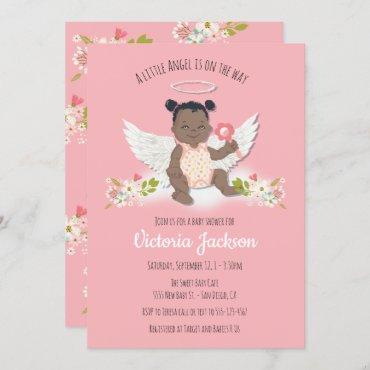 Ethnic little angel baby shower invitations