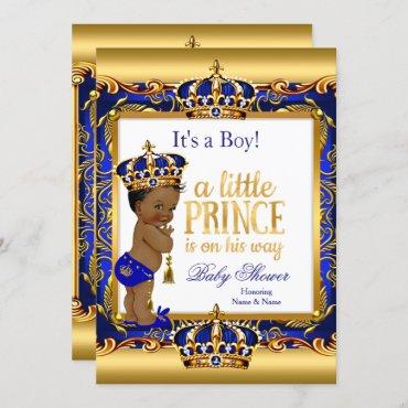Ethnic Prince Baby Shower Blue Ornate Gold