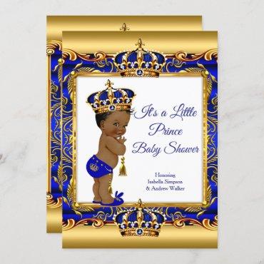 Ethnic Prince Boy Baby Shower Blue Ornate Gold