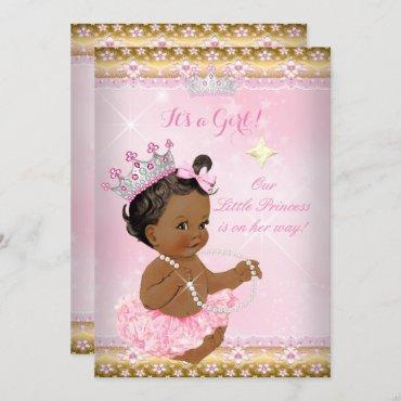 Ethnic Princess Baby Shower Pink Tutu Gold Tiara A Invitation