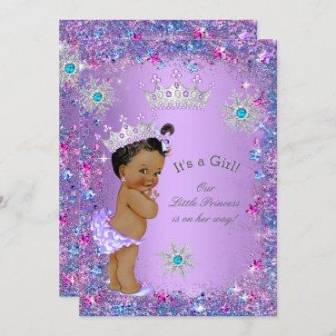 Ethnic Princess Baby Shower Purple Teal Blue Pink Invitation