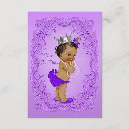Ethnic Princess Baby Shower Save The Date Purple