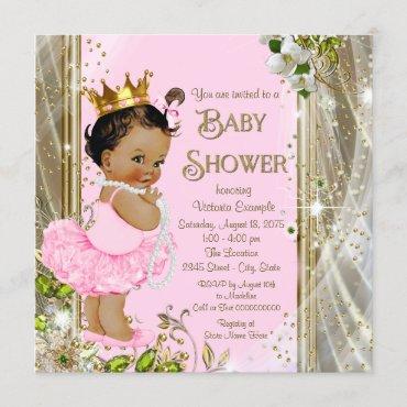 Ethnic Princess Tutu Pink Gold Baby Shower Invitation