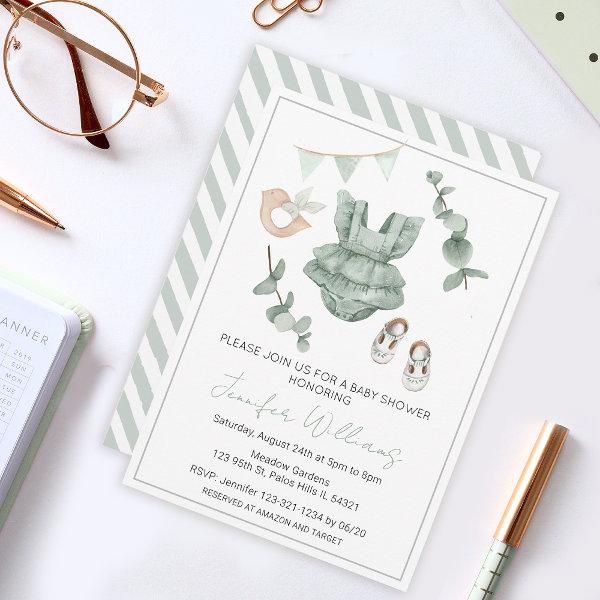 Eucalyptus baby girl clothes shower