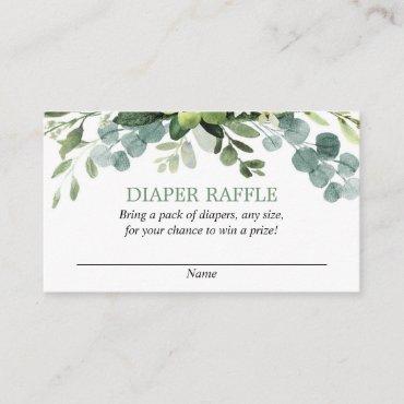 Eucalyptus baby shower diaper raffle cards