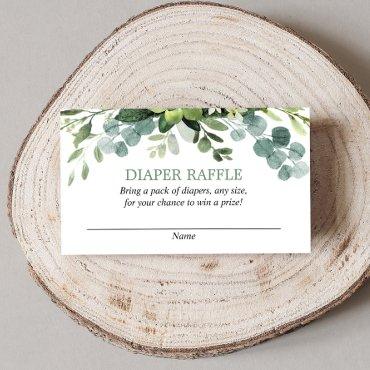 Eucalyptus baby shower diaper raffle cards
