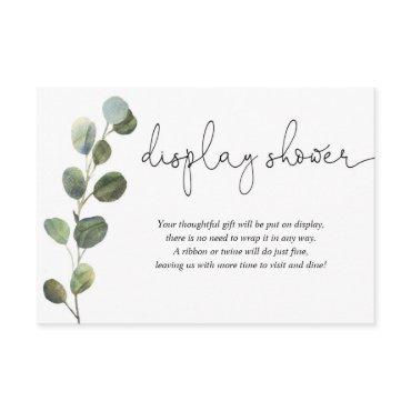 Eucalyptus black white baby shower display shower enclosure card