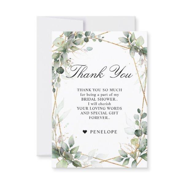 Eucalyptus Greenery Botanical Bridal Shower Thank You Card