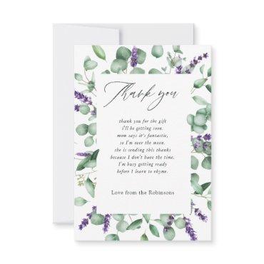 Eucalyptus Lavender Greenery Baby Shower Thank You Card