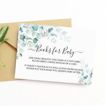 Eucalyptus Leaves Baby Shower Book for Baby Enclosure Card
