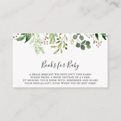 Eucalyptus Simple Floral Baby Shower Book Request Enclosure Card