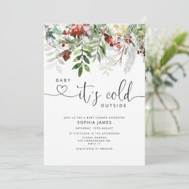  Evergreen Baby it's cold outside baby shower Invitation