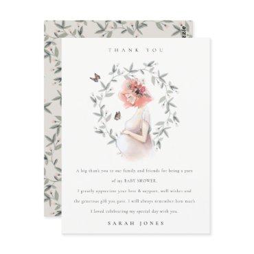 Expectant Women Foliage Baby Shower Thank You Postcard