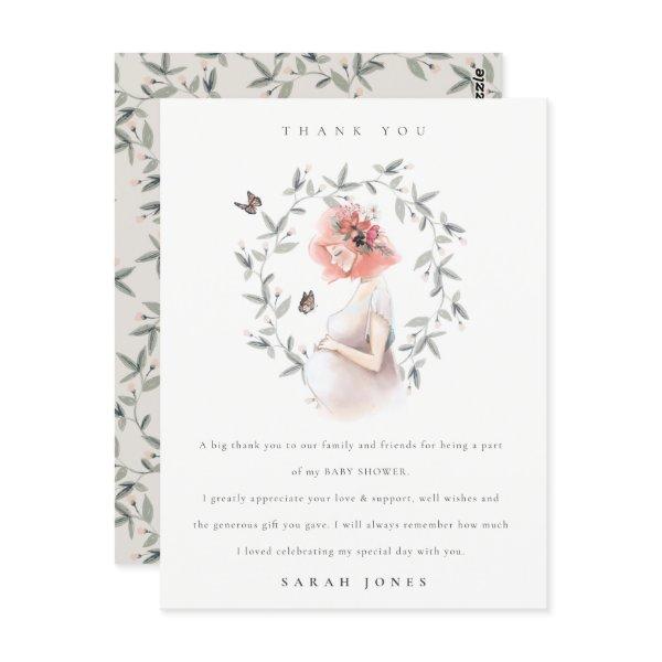 Expectant Women Foliage Baby Shower Thank You Postcard
