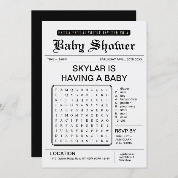 Extra Extra Baby Shower Newspaper Theme