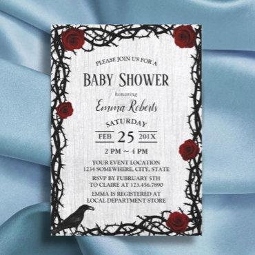 Fairtale Baby Shower Red Rose & Thorn Rustic Wood