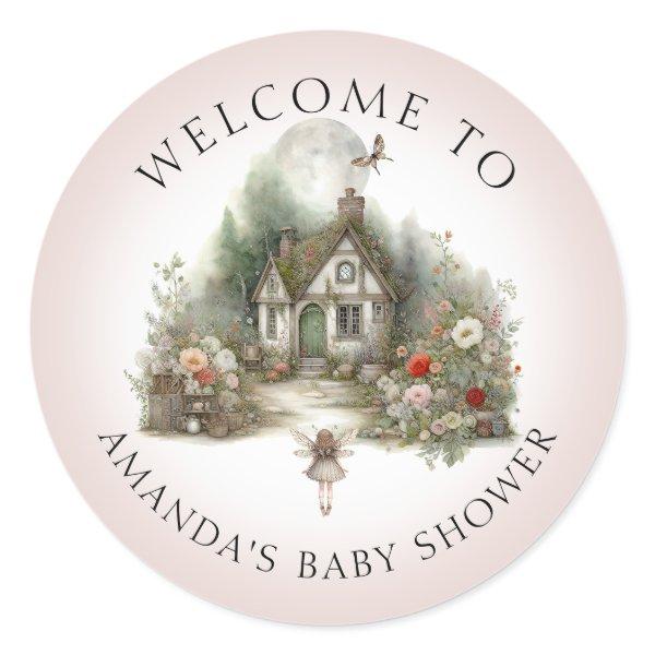 Fairy Cottagecore Floral Cottage Baby Girl Shower Classic Round Sticker