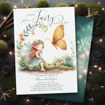 Fairy Enchanted Emerald Gold Cute Baby Girl Shower