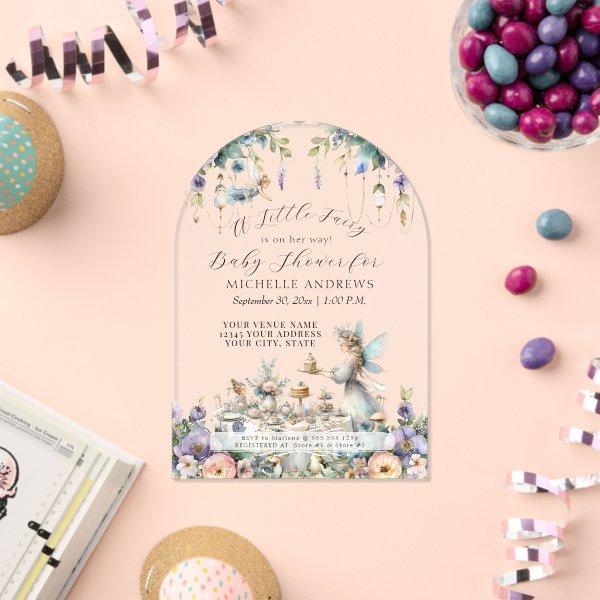 Fairy Garden Floral Tea Party Girl Baby Shower Acrylic