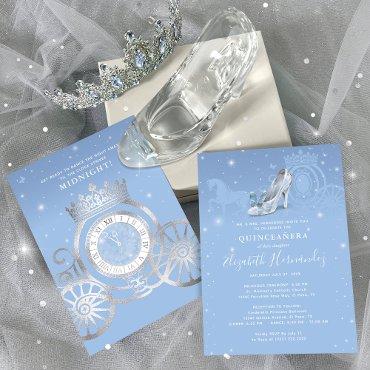 Fairytale Baby Blue Silver Cinderella Quinceanera