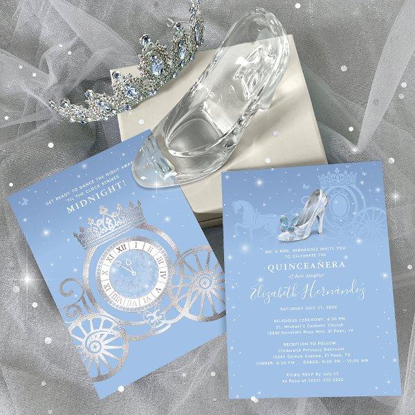 Fairytale Baby Blue Silver Cinderella Quinceanera