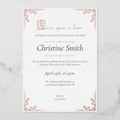 Fairytale Whimsical Storybook Rose Gold Foil Invitation