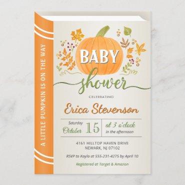 Fall Autumn Pumpkin Storybook Neutral Baby Shower Invitation
