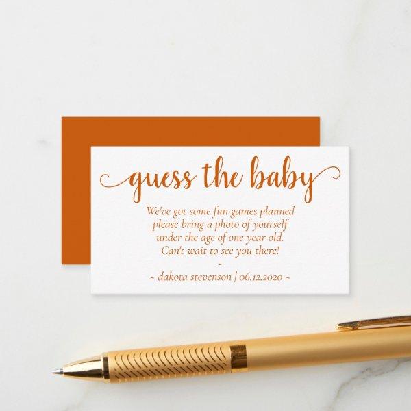 Fall Baby Shower | Burnt Orange Photo Game Request Enclosure Card