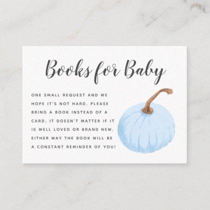 Fall Blue Pumpkin Baby Shower Book Request Enclosure Card