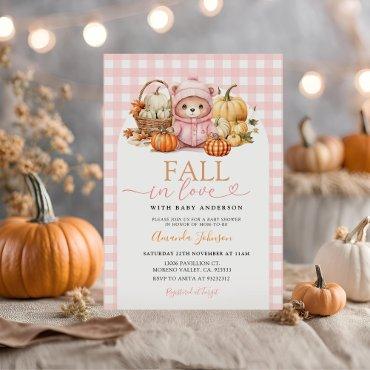Fall in Love Pink Bear In The Basket Baby Shower