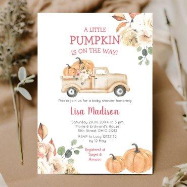 Fall Little Pumpkin Truck Baby Shower Girl