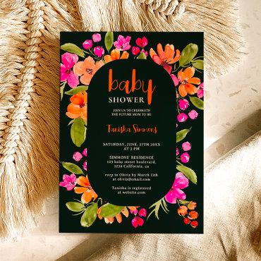 Fall neutral orange pink floral script