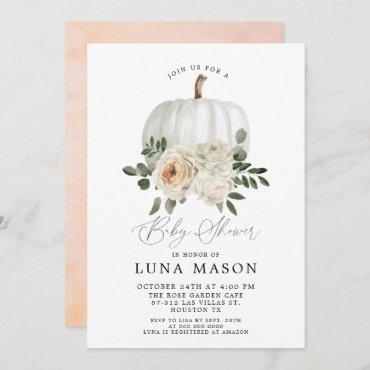 Fall Pumpkin and Flower Baby Shower Invitation