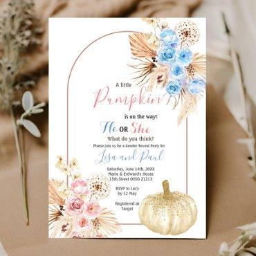 Fall Pumpkins He or She Gender Reveal