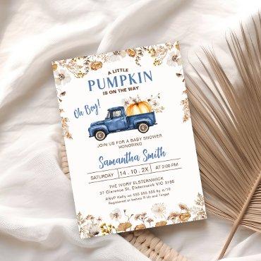 Fall Wildflower Blue Pumpkin Truck Baby Shower