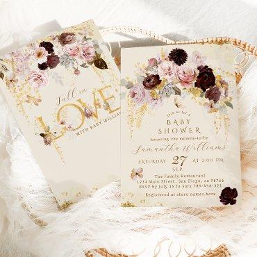 Fall Wildflower Gold Floral Baby Girl Shower