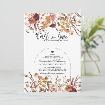 Fall wildflower rustic minimalist Baby Shower Invitation