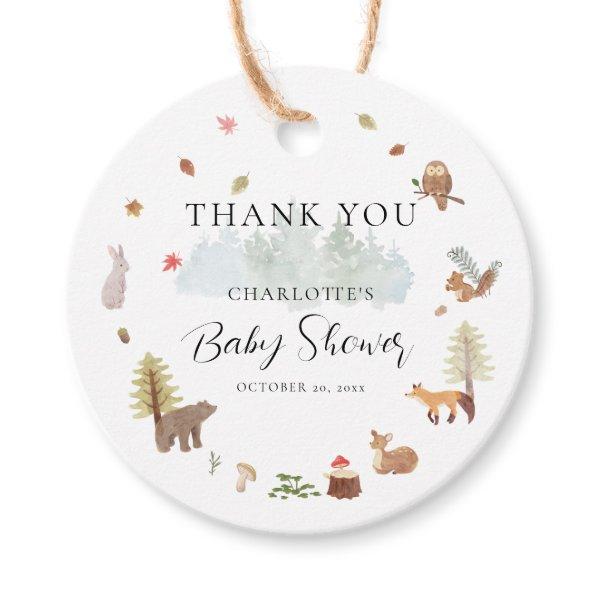 Fall Woodland Animals Boys Baby Shower Thank You Favor Tags