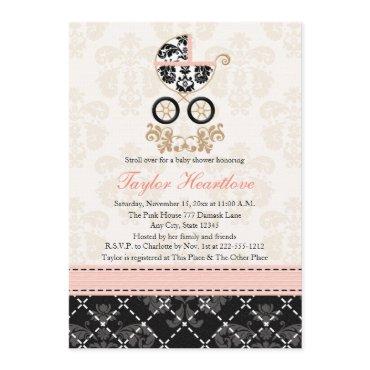 Fancy Pink and Black Damask Carriage