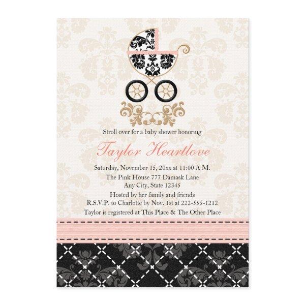 Fancy Pink and Black Damask Carriage