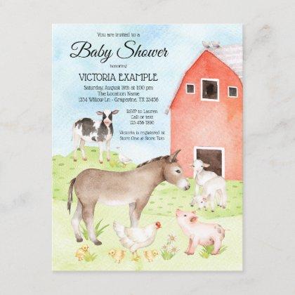 Farm Animal Baby Shower Invitations