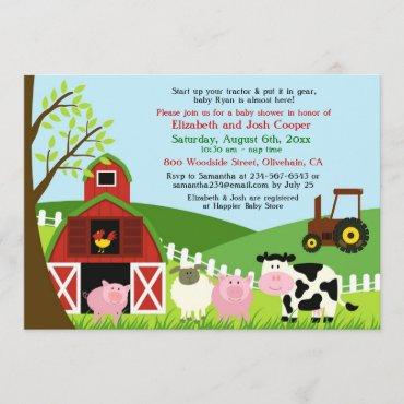 Farm Animals Baby Shower Flat Invitation