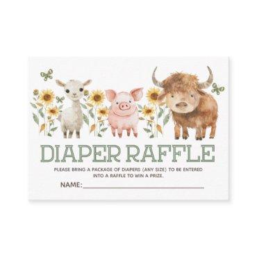 Farm Animals Highland Cow Baby Diaper Raffle Enclosure Card