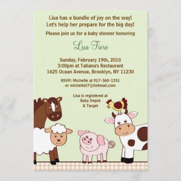 Farm Babies Farm Animals Baby Shower Invitations
